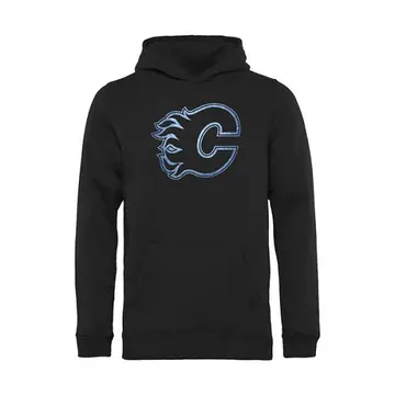 Men's Calgary Flames Black Pond Hockey Pullover Hoodie -
