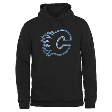 Men's Calgary Flames Black Rinkside Pond Hockey Pullover Hoodie -