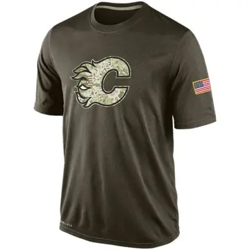 Men's Calgary Flames Olive Salute To Service KO Performance Dri-FIT T-Shirt