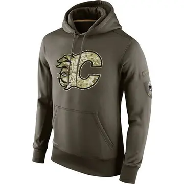 Men's Calgary Flames Olive Salute to Service KO Performance Hoodie